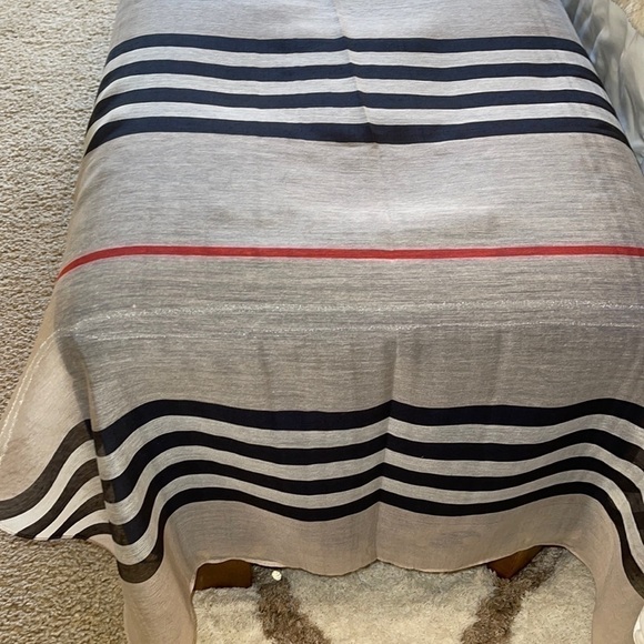 Fashion Scarves Beige Striped 💯 Viscose - Picture 11 of 14